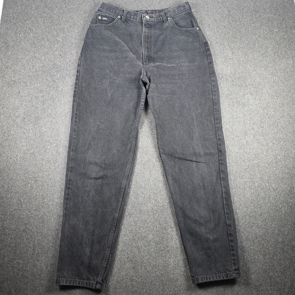 Lee Riders Jeans Women 14M Black High Waist Tapered Leg Vintage 90s Grunge Fade‎